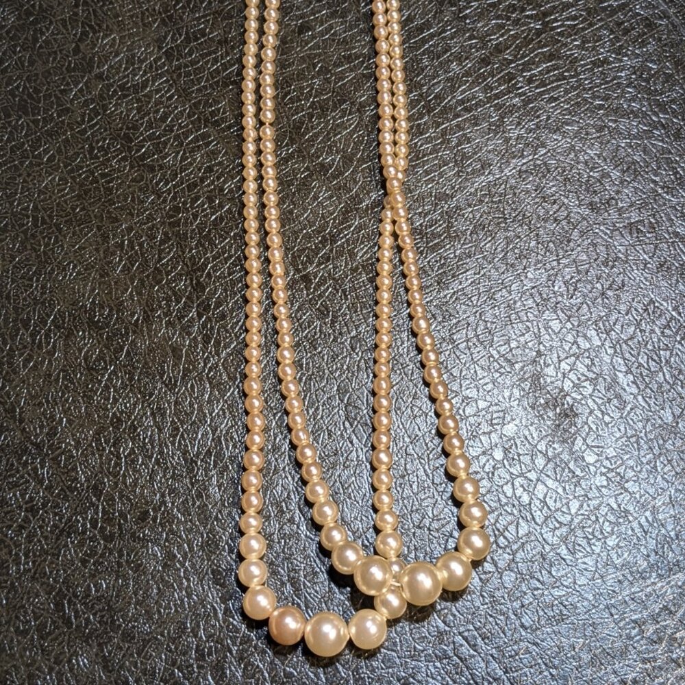 Vintage Double Strand Faux Pearl Necklace